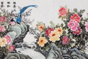 墙面装饰挂画最适合挂什么,名家石开花鸟国画点缀寓意佳