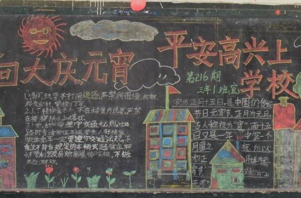 2016年元宵节黑板报图片 民间的灯会却仍然壮观