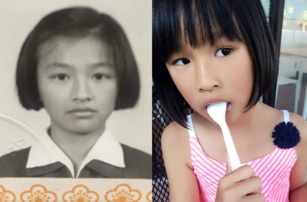 张庭晒儿时旧照 与女儿近照对比母女神韵相似