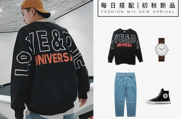 秋季男士卫衣必备元素 用经典大LOGO印花卫衣表现街头复古造型