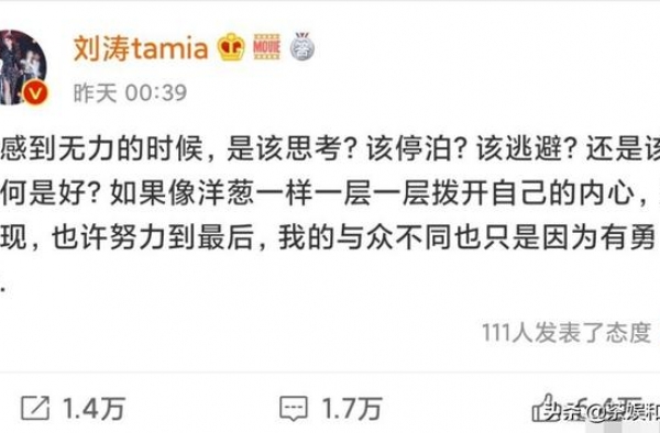 刘涛终卸下“完美人妻”人设，发文喊累是因王珂公司再亏12亿？