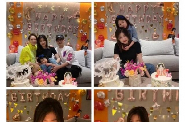章子怡为大女儿庆生，两人依偎似姐妹，后妈难当但她做到了